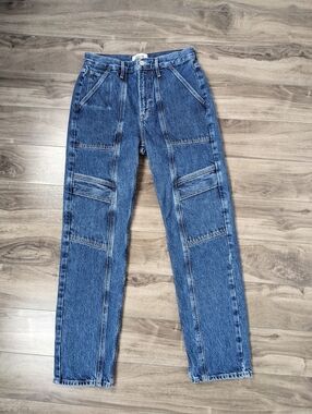 Agolde Women's Jeans Cooper Cargo Utility Regulation Organic cotton Blue Size 25